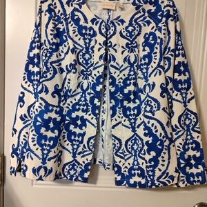 Chico's Vibrant Blue and White Blazer